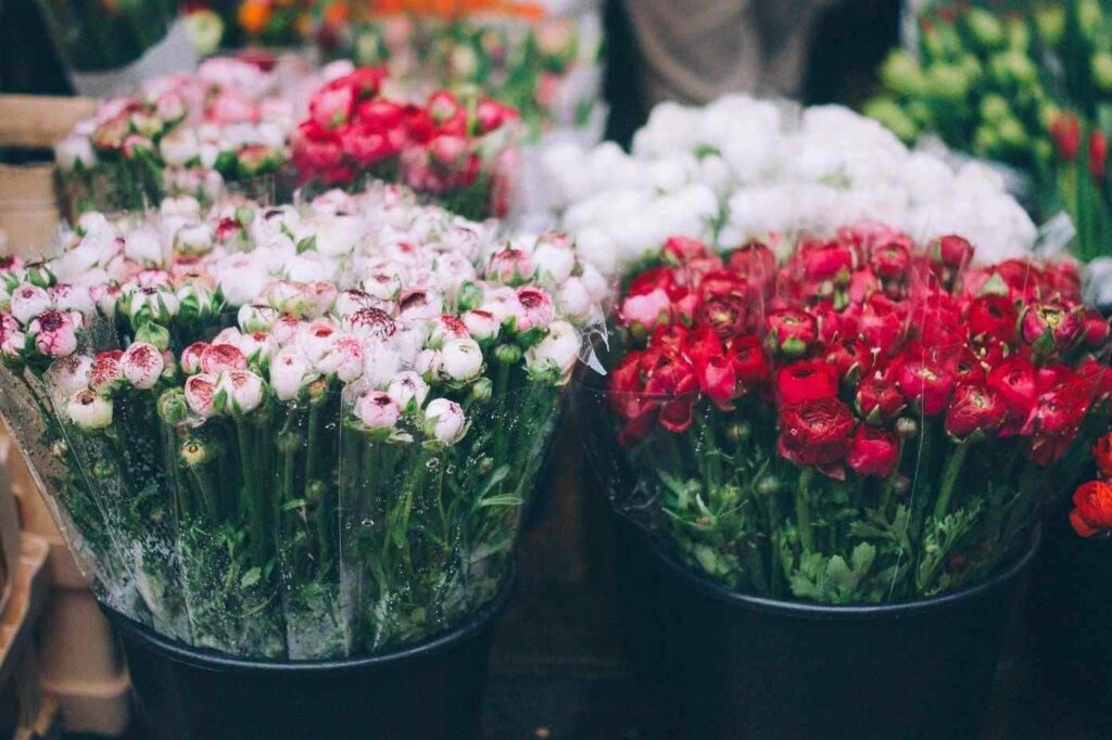 Flores para la venta en el mercado